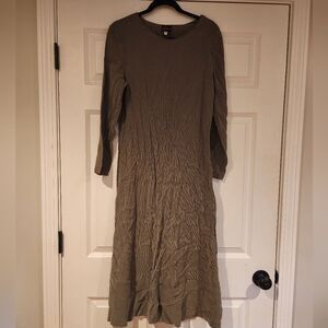 Julia B vintage green ribbed long sleeve tie back maxi dress
